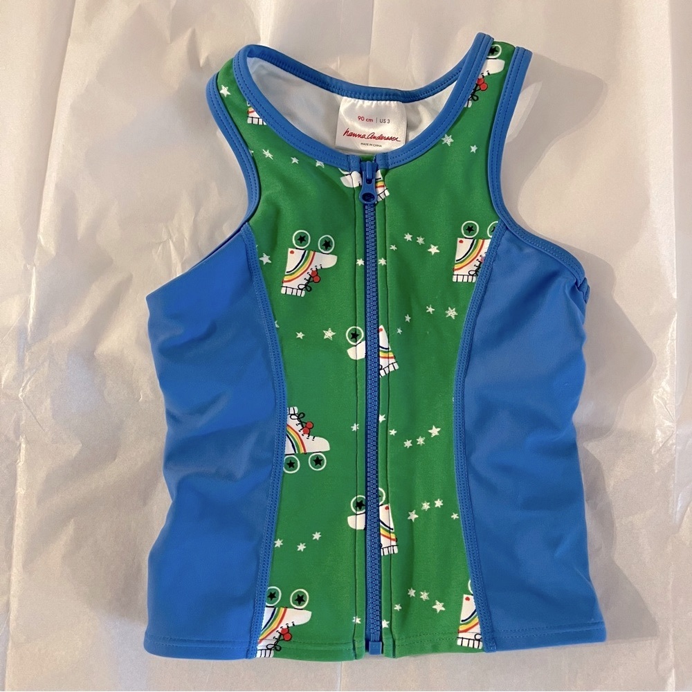 NWOT Hannah Andersson swim tank in Roller Derby print